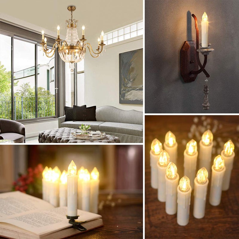 PChero Window Candles Battery Operated with Timer Remote, 20 Pcs Christmas Flameless Candles, Waterproof Flickering Taper Candles for Window, Christmas Tree, Halloween Decor - Image 3